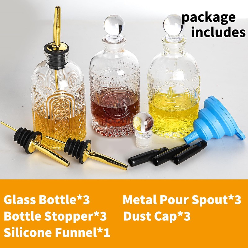 Syrup Dispenser Bottles Set of 3, Simple Syrup Bottle for