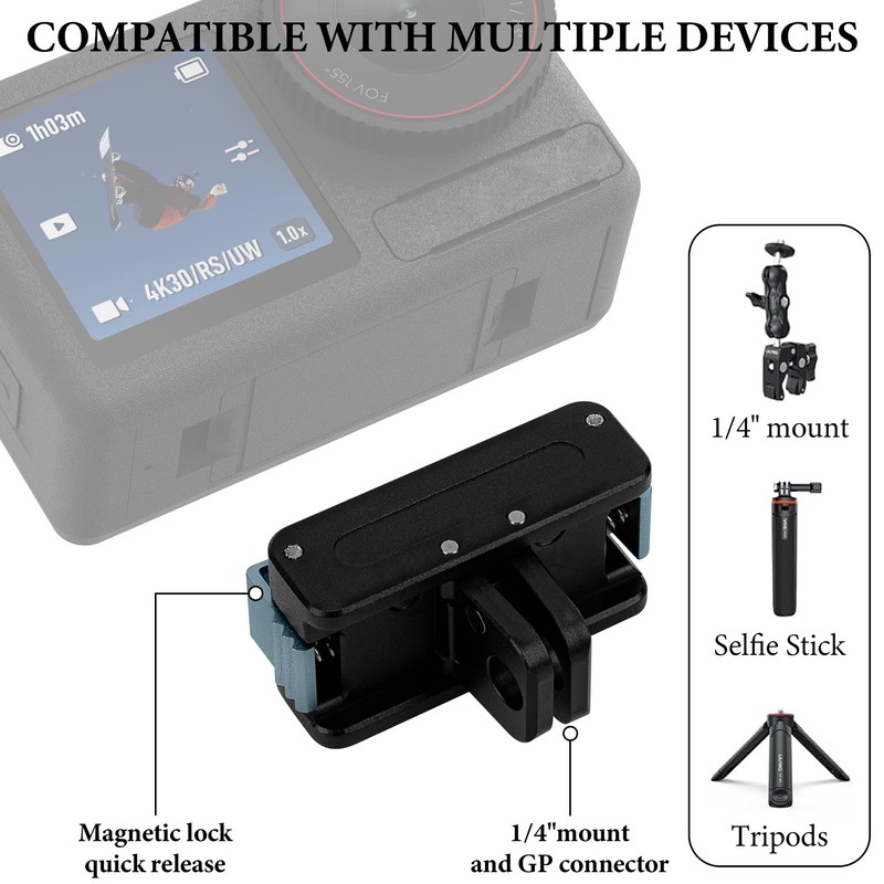 GEEKRIA Magnetic Quick Release Mount Compatible with DJI Osmo Action