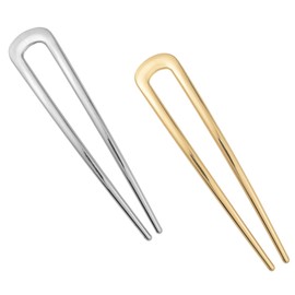 COZYISLE 2-Pack Metal French Hair Pin Set, Silver and Gold, U-Shaped Design，For Women，Ideal for Long, Thick Hair, Securely Style Updos, Twists with Easy Elegance, Premium Hair Accessories (silvery)