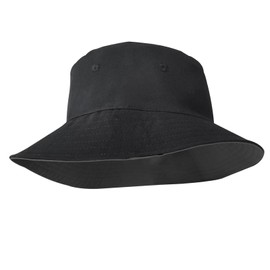 XXL Bucket Hat with Organic Cotton, 2-Way Reversible, UV Protection, Sun Hat for Big Heads for Men Women, Foldable Design Bucket Hat for Golf, Beach, Hiking Outdoor (UK, Alpha, XXL, Black-Black)