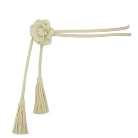 Women's Rose Flower Handmade Tassel Waist Belt Sweet Wrap Around Boho Corset for Dresses (Beige)