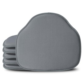 Shinnwa Windsor Chair Cushions Set of 6, Farmhouse Chair Pads for Dining Room, Non Slip Kitchen Seat Cushions, 6 Pack, 17 x 15.5 inches, Grey