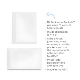 Peekaboo Pockets Photo Mounting Sleeves 4”x 6” 10/pk - 5 Horizontal, 5 Vertical
