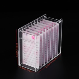 Acrylic Transparent Eyelash Storage Box, 8 Layers False Eyelashes Glue Pallet Holder Display Grafting Eye lashes Extension Close-Packed Display with 8 Pallets Clear Makeup Organizer (Marble Pink)