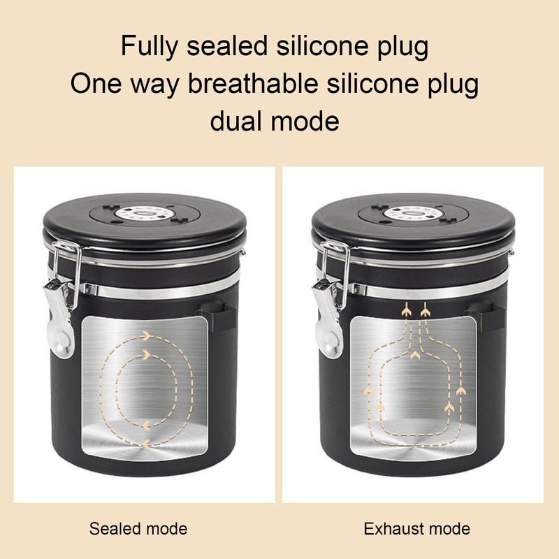 1.5L Coffee Canister Coffee Container with Scoop Date Tracker Stainless