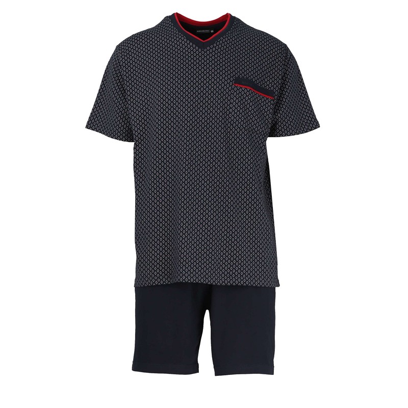 Götzburg Men's Shorty, Short-Sleeved Cotton, Jersey, Red Printed (451456-4008) -