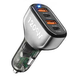 SONRU 120W Auto Ladegeräte USB C, KFZ Zigarettenanzünder USB C Kfz Ladegerät 12V / 24 V USB Auto Car Charger 2 PD 60W Max+2 QC 30W, Schnellladung Zigarettenanzünder Adapter