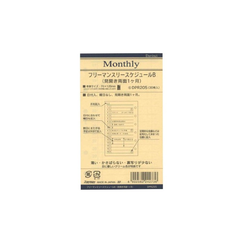 レイメイ藤井 ダヴィンチ リフィル フリーマンスリーB ポケットサイズ DPR205