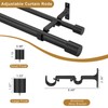 Double Curtain Rods 36-72", Matte Black Double Curtain Rods with