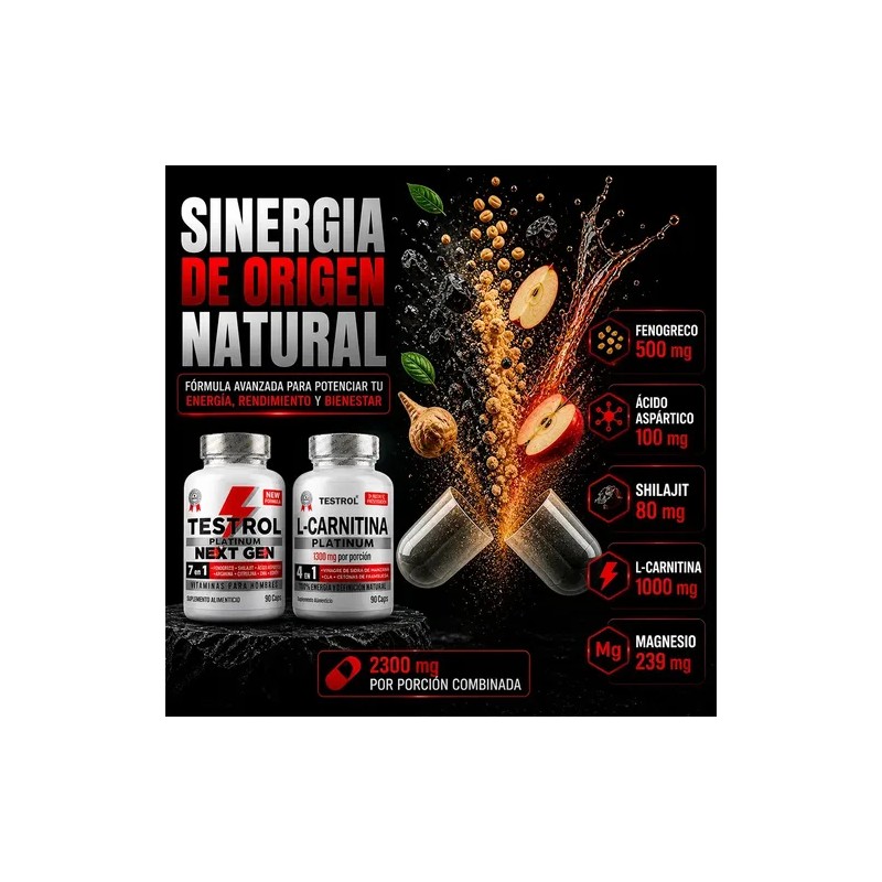Combo Testrol Next Gen L Carnitina Platinum Sin Sabor