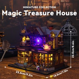 Flever Dollhouse Miniature DIY House Kit Creative Room with Furniture for Romantic Artwork Gift (Magic Treasure House)