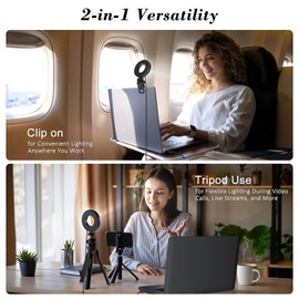 Ring Light with Tripod and Clamp, [3 Color, 5 Brightness & Timer] USB Plug Clip On Lights for Laptop Working Distance Learning Zoom Call Self Broadcasting Live Streaming Video Conference Lighting