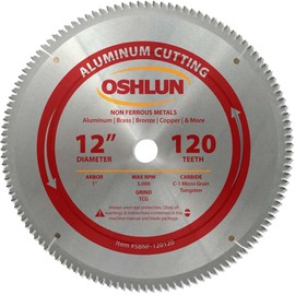 Oshlun SBNF-120120 12-Inch 120 Tooth TCG Saw Blade with 1-Inch Arbor for Aluminum and Non Ferrous Metals
