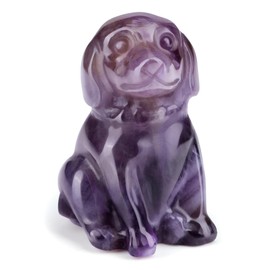 CrystalTears Amethyst Crystal Dog Figurine Gifts for Women Dog Lover Men, 1.5” Healing Gemstone Dogs Puppy Statue Ornament for Home Office Decor, Cute Lucky Crystals Dogs Gifts for Christmas