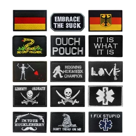 Pack of 15 Tactical Patches, Funny Military Emblem Patch, Embroidery Closure, Army Badge, Velcro Appliques, Patches for Clothes, Jackets, Backpack, Hat, Vest, Military Uniforms, Dog Harness