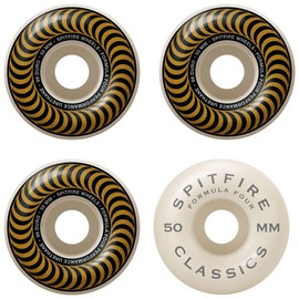 Spitfire Skateboard Wheels 50mm 99A Formula 4 Classics with Bronson Pro G3 Bearings
