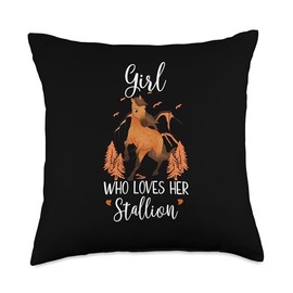 Girl Who Loves Her Horse Horseback Riding Throw Pillow