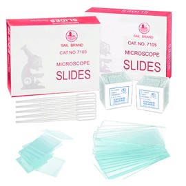 Idota Pack of 100 Pre-Cleaned Microscope Slides and 200 Pieces Microscope Cover Glasses with 5 Droppers, Microscope Accessories for Laboratory Biology Science Studies