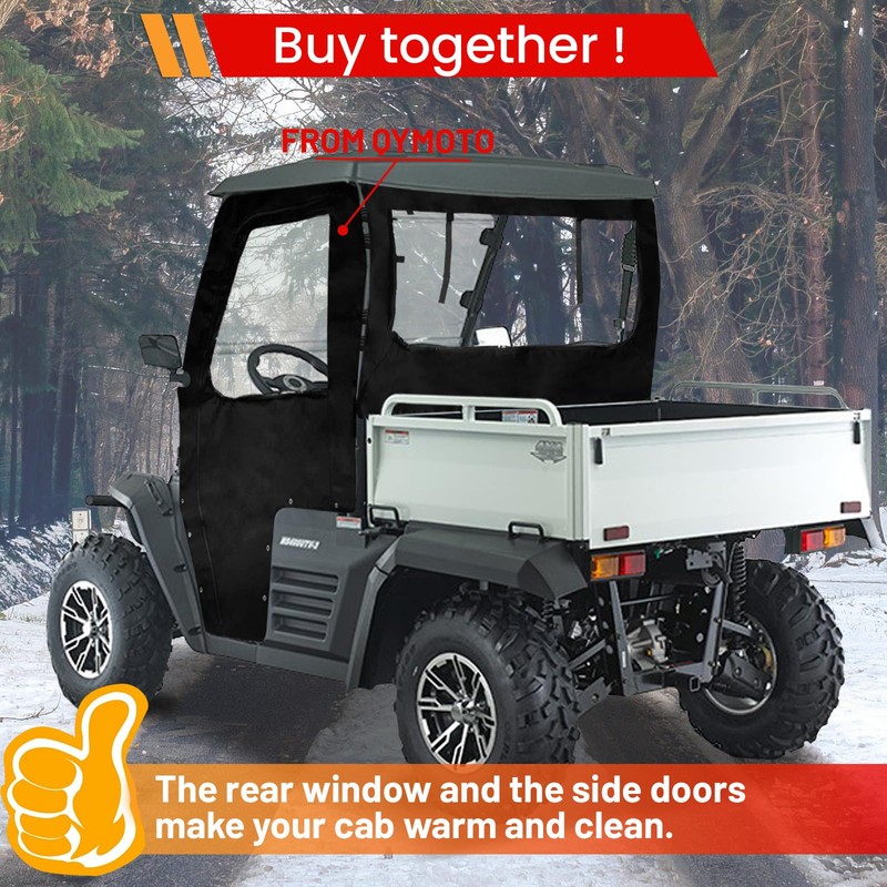QYMOTO Hisun 400 UTV Rear Windshield,Windbreak Soft Cab Enclosure for