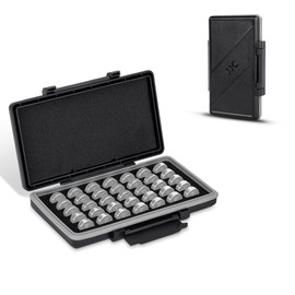 JJC LR44 Battery Case Holder, Water-Resistant Compact Button Coin Cell Battery Storage Organizer for 35x LR44 AG13 357 303 L1154F A76 SR44 SR44W,LR44 1.5V Button Battery Container,Battery Not Included