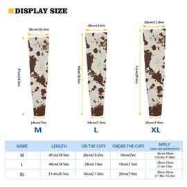 Xhuibop Brown Cow Print Driving Sleeves Sun Protection for Women Men Arm Tattoo Cover Up 2 Set Size L Cooling Farmers Gardening Sleeves for Working Hot Weather
