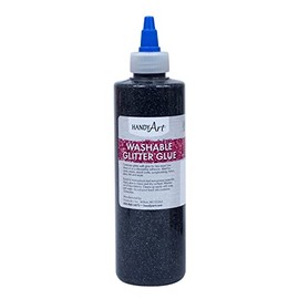 Handy Art Washable Glitter Glue 4 ounce, Black