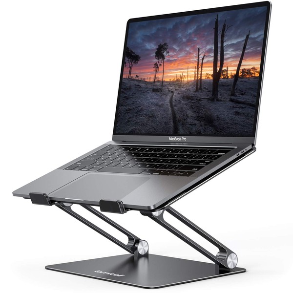 Lamicall Adjustable Laptop Stand, Portable Laptop Riser, Aluminum Laptop Stand for Desk Foldable, Ergonomic Computer Notebook Stand Holder for MacBook Air Pro, Dell XPS, HP (10-17.3'') - Black