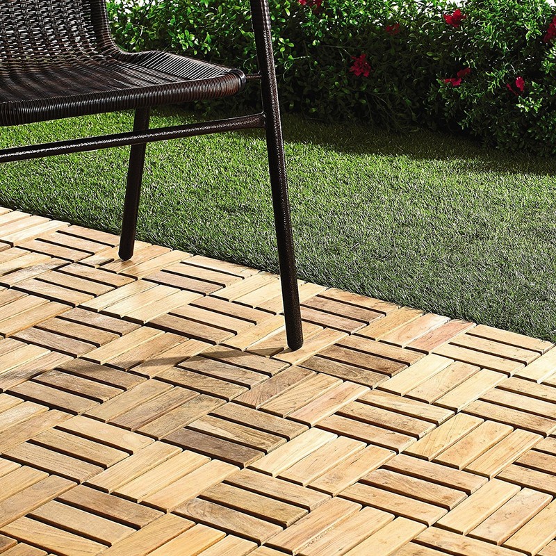 Quick Connect - Teak Interlocking Flooring Tiles - Windmill Pattern