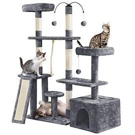 Yaheetech Multi-Level Cat Tree Cat Tower for Indoor Cats, Cat Condo with Scratching Posts, Plush Perch, Rotatable Cat Tree for Kittens/Large Cat, Cat Furniture Play Center, Dark Gray