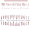 Fake Nails, 24pcs Flash Drill Pearl False Nails with Glue,3D