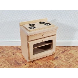 Unbranded Dollhouse Oven with Stove Top 1:12 Scale Miniature Furniture Unpainted Wood