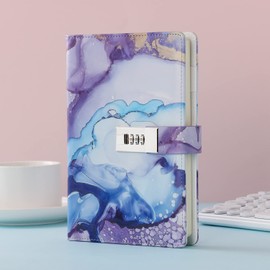 Dzhzal Writing Journal with Lock for Women Girls Boys Teens Kids Faux Leather Personal Journal Refillable Lined Paper Password Notebooks A5
