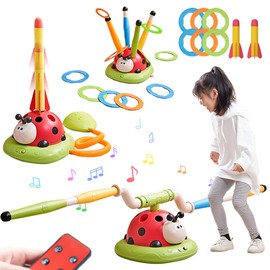 Juego de salto musical 3 en 1, lanzador de cohetes y lanzador de cohetes para niños, juguetes al aire libre con control remoto, juguete interior y exterior para niños de 4 a 8 años, juguetes para edades de 5 a 7 y 8 a 13 años, regalos de cumpleaños
