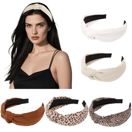 Srotmirw Wide Headbands for Women, 5pcs Fashion Knotted Hairbands, Hair Accessories for All Occasions