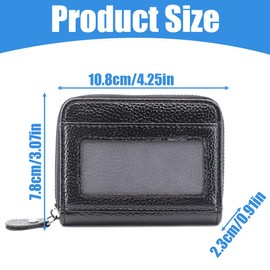 Kartenetui herren, Geldbörse Herren, mit Reißverschluss, Slim Wallet Geldbeutel mit Münzfach & RFID Schutz, Leder Portmonee, Fasst bis zu 9 Karten, Kartenetui Herren - Schwarz