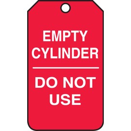 Accuform MGT202CTM PF-Cardstock Cylinder Status Tag, Legend "Empty Cylinder Do Not Use", 5.75" Length x 3.25" Width x 0.010" Thickness, White on Red (Pack of 5)