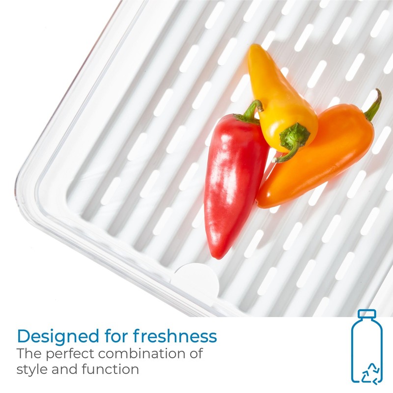 iDesign Large Fridge Produce Bin with Removable Drainage Tray and