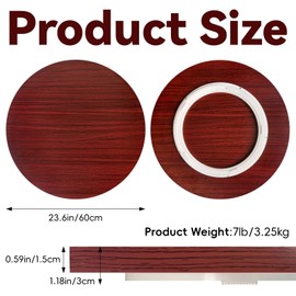23.6 Inch Walnut Wood Lazy Susan for Tabletop, Large Lazy Susan, Round Rotating Serving Tray, Wooden Turntable Dining Table Centerpiece, Spinning Food Server for Home and Gatherings (Walnut)