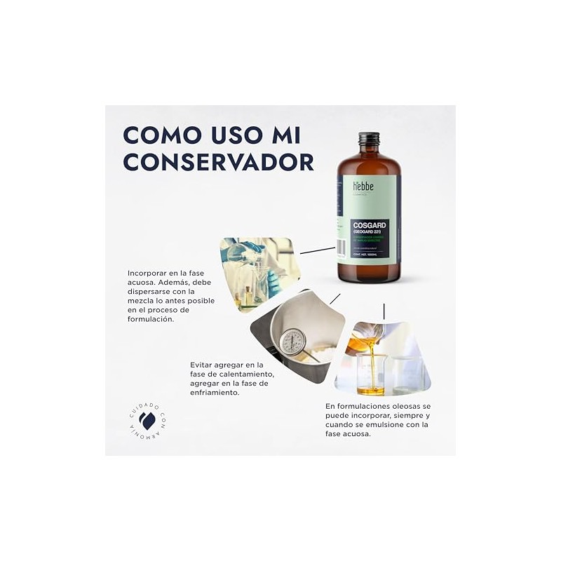 Hebbe - Cosgard Conservador Natural para Cosméticos, 1000 ml