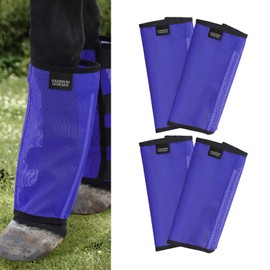 Harrison Howard Loose Fitting Fly Boots UV-Protective Extra Tough Mesh Ventilated Four Fasteners Stay-on Design Protect Horse Legs & Stomp-Reducing Set of 4 Deep Navy Yearling