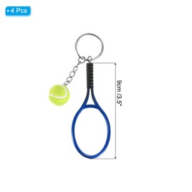 PATIKIL Tennis Keychain, 4Pcs Mini Tennis Racket Keychain Key Ring Tennis Ball Cute Sports Keyrings for Sport Lovers, Navy Blue