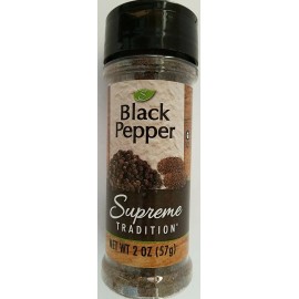 Supreme Tradition Culinary Black Pepper Ground Seasoning 2 oz (57g) Flip-Top Shaker