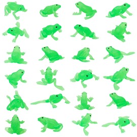 Jenaai 24 Pack Mini Rubber Frog Toy Tiny Realistic Passover Frogs Toy Rainforest Animals Figures for Passover Party Favors Early Education Teaching Aids Home Decors Food Models Photo Prop(Green)