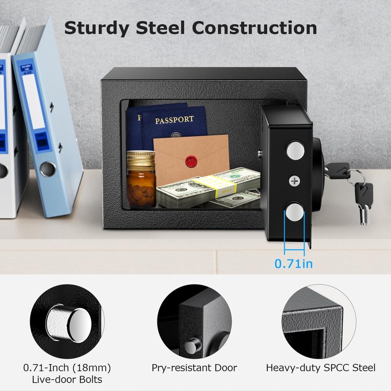 Bonsaii Safe Box with Electronic Keypad, Steel Security Lock Box