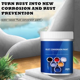 Weatherproof Rust Converter Paint for Metal, Rust Remover for Metal and Primer, Water-Based Industrial Anti-Rust Metallic Paint with Brush, Long-Lasting Rust Prevention & Protection, Grey, 10.7 Oz