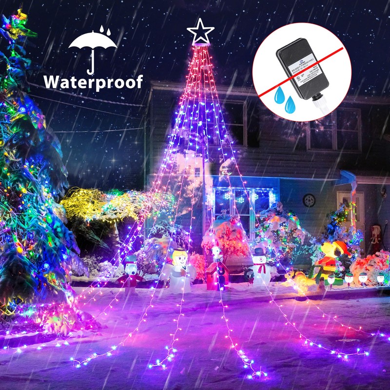 Flacchi Christmas Lights Outdoor with ‎Remote -16.7Ft Waterfall Tree Decoration