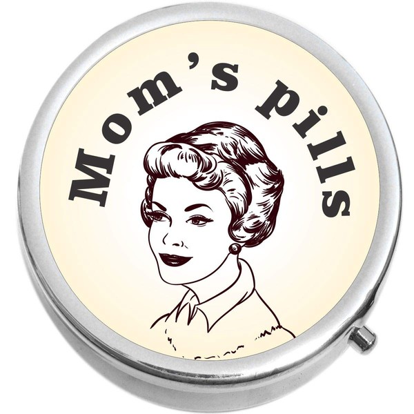 Moms Pills Medicine Vitamin Compact Pill Box - Portable Pillbox case fits in Purse or Pocket
