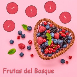 Pack of 40 Scented Candles Tea Lights Forest Fruits Fragrance, Red Scented Tea Lights Forest Fruits