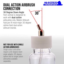 Set of 10 Plastic 3.4 Ounce (100cc) Airbrush Bottles (Jars) with 30° Angle Adapter Lid Assembly (Used on Dual-Action Airbrushes)