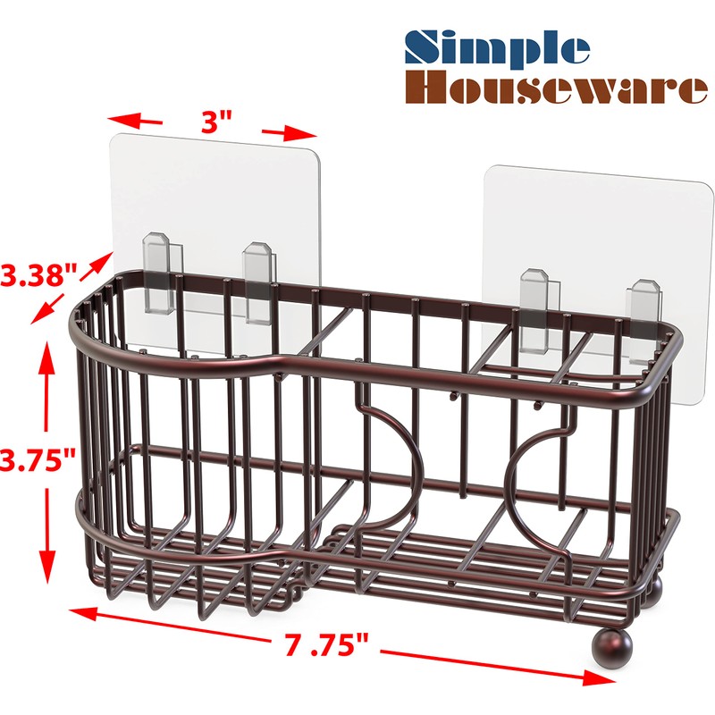 Simple Houseware 6 Slots Toothbrush Holder Adhesive Wall Organizer, Bronze